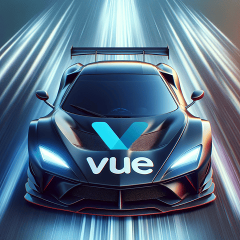 DALL·E 2024-01-03 11.57.33 - A high-speed sports car with a sleek and aerodynamic design, featuring the Vue.js logo prominently on its body. The car should look fast, modern, and 
